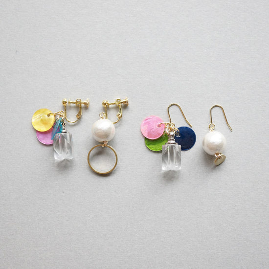 Bottle earrings / Shell×Perl : ボトルイヤリング / シェル×パール